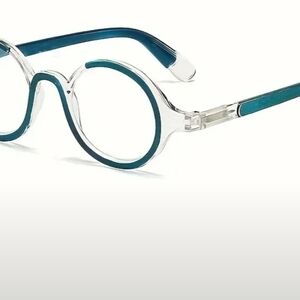 Teal and Clear Round Glasses